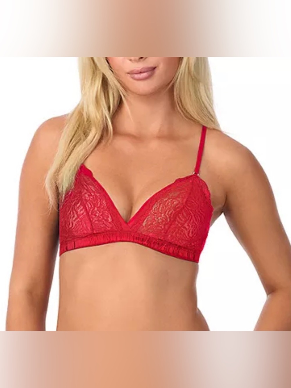 NWT On Gossamer Women’s Luxe Lace Bralette Red Crimson Berry XL Mesh Triangle